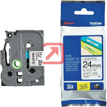Консуматив Brother TZe-251 Tape Black on White, Laminated, 24mm - Eco