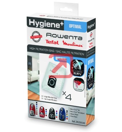 Торбичка за прахосмукачка Rowenta ZR200540, High Filtration Hygiene +, 4 Vacuum Bags, 4.5 liters, An automatic closure