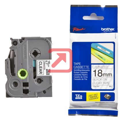 Консуматив Brother TZe-141 Tape Black on Clear, Laminated, 18mm, 8m - Eco
