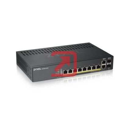 Комутатор ZyXEL GS1920-8HPv2, 10 Port Smart Managed Switch 8x Gigabit Copper and 2x Gigabit dual pers., hybrid mode, standalone or NebulaFlex Cloud, 130 Watt PoE, fanless
