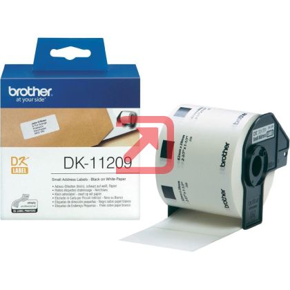 Консуматив Brother DK-11209 Small Address Paper Labels, 29mmx62mm,  800 labels per roll, (Black on White)