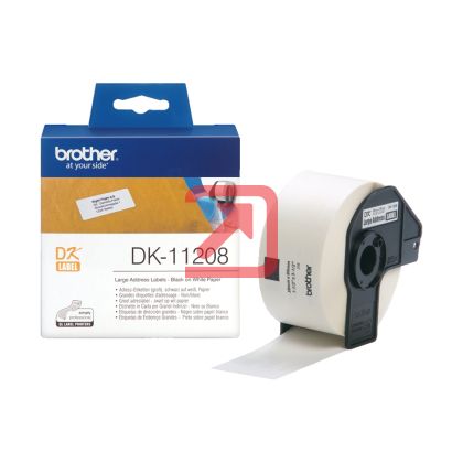 Консуматив Brother DK-11208 Large Address Paper Labels, 38mmx90mm, 400 labels per roll, (Black on White)
