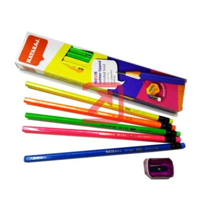 Цветни моливи Nataraj NEON С гума, 12 цвята, HB
