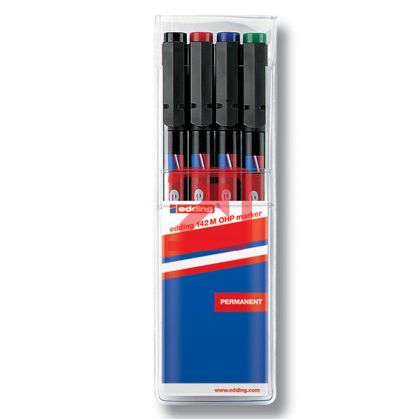 Комплект универсални перманентни OHP маркери Edding 142М 1.0 mm 4 цвята
