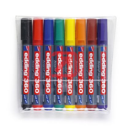 Комплект маркери за бяла дъска Edding 360 8 цвята, Объл връх 1.5-3 mm