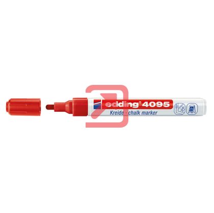 Тебеширен маркер за стъкло, бели и черни дъски Edding 4095 Объл връх 2-3 mm Червен