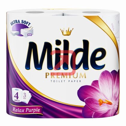 Тоалетна хартия Milde100% целулоза, трипластова 4 бр. Relax Purple