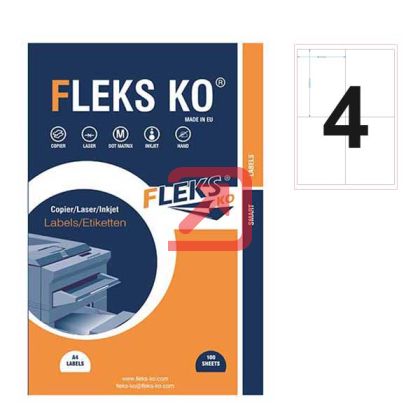 Етикети Fleks KoБели, прави ъгли, 99.1x139 mm A4, 100 л. 4 етик./лист