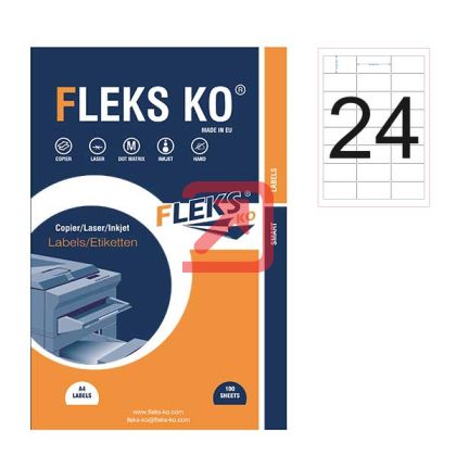 Етикети Fleks KoБели, обли ъгли, 64x34 mm A4, 100 л. 24 етик./лист
