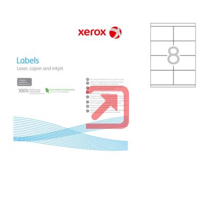 Етикети Xerox Бели, прави ъгли, 105x71 mm A4 100 л. 8 етик./лист