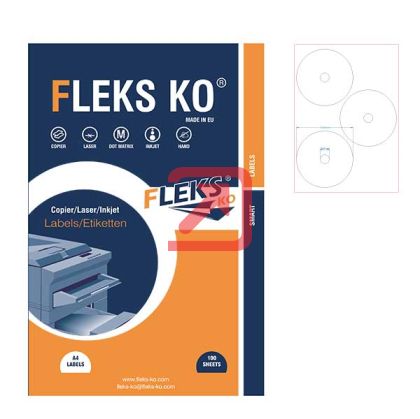 Етикети Fleks KoБели, за CD/DVD, Ф114x18 mm A4, 100 л. 3 етик./лист