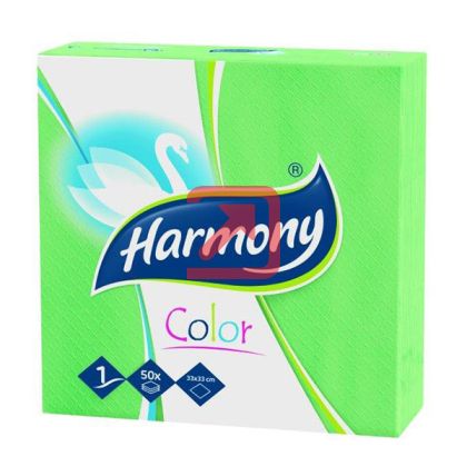 Салфетки Harmony Color 100% целулоза, еднопластови 33x33 cm, 50 бр. Зелени
