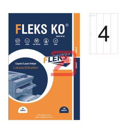 Етикети Fleks KoБели, прави ъгли, 52.5x297 mm A4, 100 л. 4 етик./лист