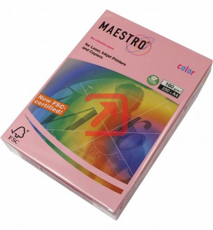 Цветен картон Maestro Color Розов пастел, А4, 250 л. 160 g/m2