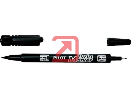 Перманентен маркер Pilot Twin Два върха 0.5 и 2 mm Черен