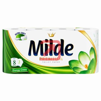 Тоалетна хартия Milde100% целулоза, трипластова 8 бр. Energy Green