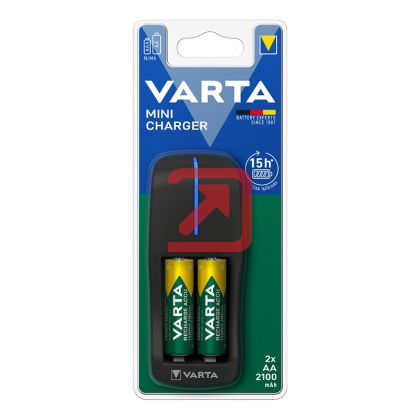 Батерия Varta Power Accu R2U/AA със зарядно Презареждаща 2100 mAh, 1.2V, 2 бр., За 1/2 батерии AA/AAA