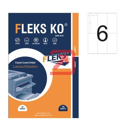 Етикети Fleks KoБели, прави ъгли, 70x148 mm A4, 100 л. 6 етик./лист