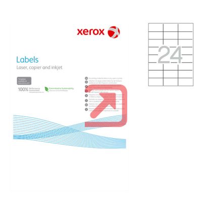 Етикети Xerox Бели, прави ъгли, 70x37 mm А4 100 л. 24 етик./лист