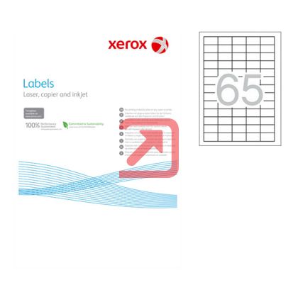 Етикети Xerox Бели, обли ъгли, 38.1х21.2 mm A4 100 л. 65 етик./лист