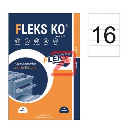 Етикети Fleks KoБели, прави ъгли, 105x37 mm A4, 100 л. 16 етик./лист