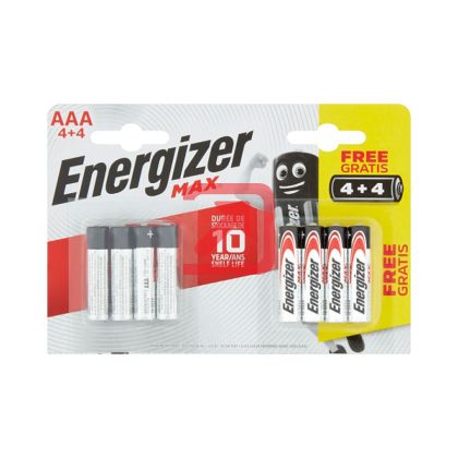 Батерия Energizer MAX R03/AAA Алкална усилена, 1.5V, 4+4 бр.