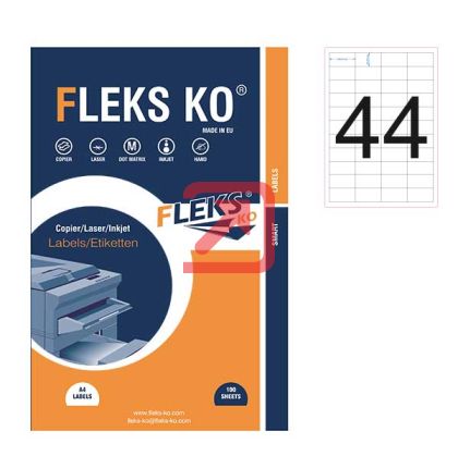Етикети Fleks KoБели, прави ъгли, 48.5x25.4 mm A4, 100 л. 44 етик./лист