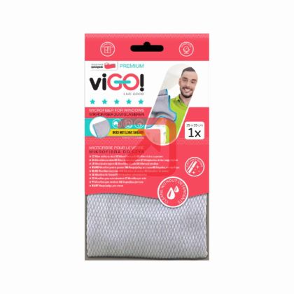 Микрофибърна кърпа viGO! За стъклени повърхности, 35x35 cm