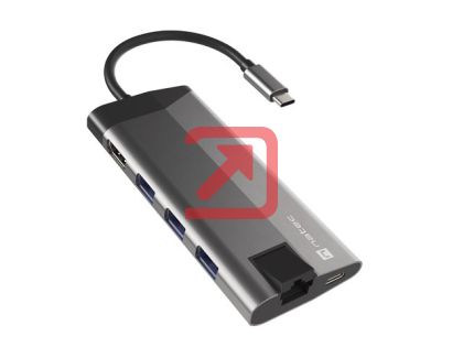 Докинг станция Natec Fowler Plus Multiport Adapter 8 in 1, USB 3.0 HUB, HDMI 4K, USB-C PD, RJ45, SD, Micro