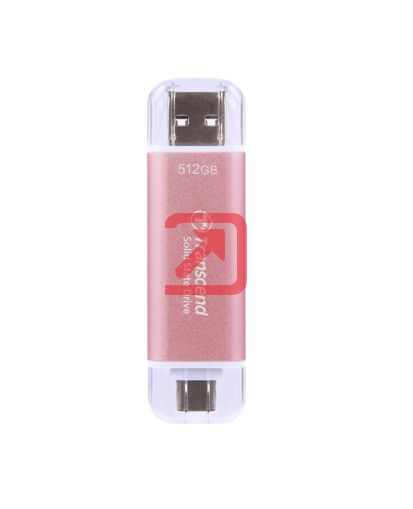 Твърд диск Transcend 512GB, USB External SSD, ESD310P, USB 10Gbps, Type C/ A, Pink