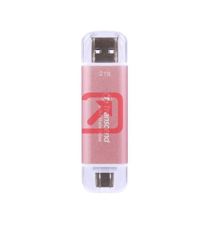 Твърд диск Transcend 2TB, USB External SSD, ESD310P, USB 10Gbps, Type C/ A, Pink