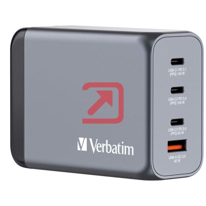 Зарядно устройство Verbatim GNC-240 GaN Charger 4 Port 240W USB A/C (EU/UK/US)