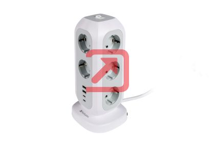 Разклонител Verbatim EUPT-01 EU Power Tower 11 AC with 2 x USB-C / 2 x USB-A