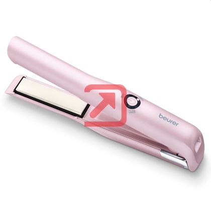 Преса Beurer HS 20 cordless hair straightener, Battery operation ,cordless, Ceramic and tourmaline-coated hot plates, 3 temperature settings from 160°C to 200°C, LED display, Cordless operation for 20 minutes, Lithium-ion battery,Plate locking system
