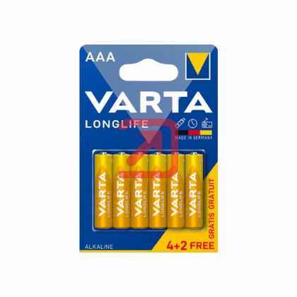 Батерия Varta Longlife LR03/AAA Алкална, 1.5V, 4+2 бр.