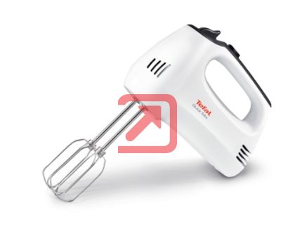 Миксер Tefal HT310138, Hand Mixer, 300W, 5 Speeds + turbo,  2 Beaters, 2 Dough hooks, white/dark grey