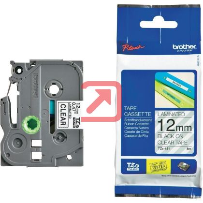 Консуматив Brother TZe-131 Tape Black on Clear Laminated 12mm - Eco