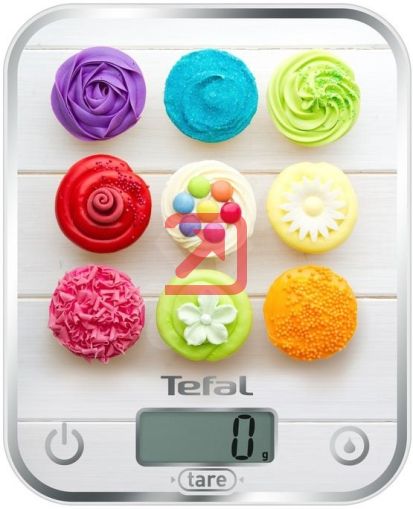 Везна Tefal BC5122V1 Optiss Delicious Cupcakes, ultra slim glass, 5 kg / 1g/ml graduation, tara, liquid function, 2 batteries LR03 AAA included, new markings on product