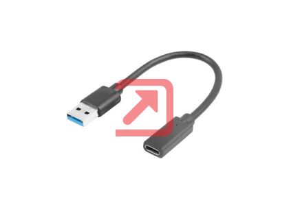 Кабел Lanberg USB-C (F) -> USB-A(M) cable 0.15 m, black