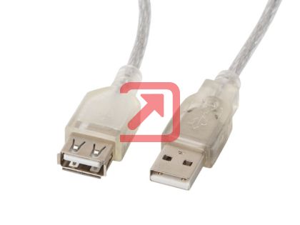 Кабел Lanberg extension cable USB 2.0 AM-AF,  1.8m, transparent ferrite