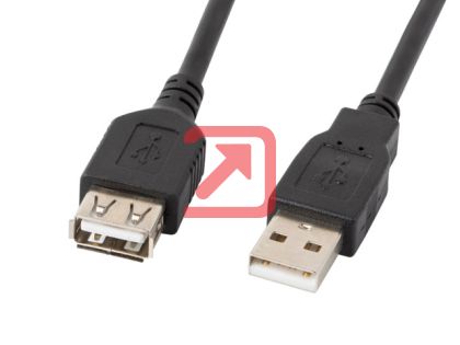Кабел Lanberg extension cable USB 2.0 AM-AF, 5m, black