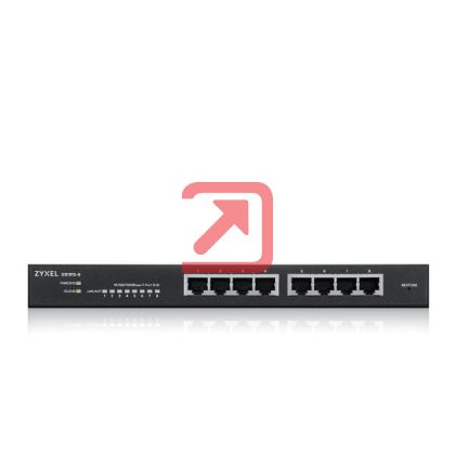 Комутатор ZyXEL GS1915-8, 8-port GbE Smart hybrid mode Switch, standalone or NebulaFlex Cloud, desktop, fanless