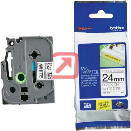 Консуматив Brother TZe-S251 Tape Black on White, Strong Adhesive, 24mm, 8 m - Eco