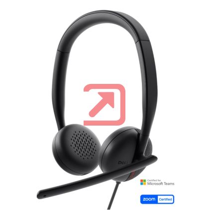 Слушалки Dell Wired Headset WH3024 + Dell Wired Headset Ear Cushions - HE324