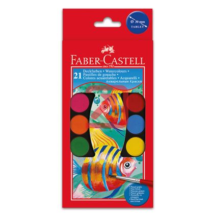 Водни бои Faber-Castell С четка, 21 цвята