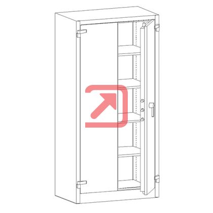 Огнеупорен метален шкаф Malow Office Locker SAM W2A С четири рафта, 95x55x195 cm