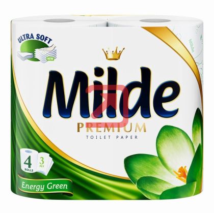 Тоалетна хартия Milde 100% целулоза, трипластова 4 бр. Energy Green