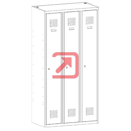 Метален гардероб Malow Wardrobe Locker SUM330W С 3 отделения, 90x50x180 cm Сив