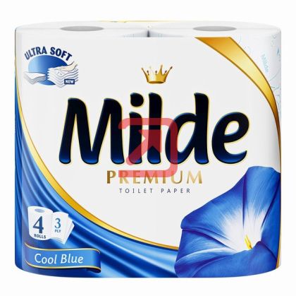 Тоалетна хартия Milde 100% целулоза, трипластова 4 бр. Cool Blue