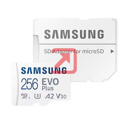 Памет Samsung 256GB micro SD Card EVO Plus with Adapter, UHS-I interface, Read Speed up to 160MB/s